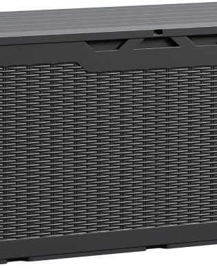 Devoko 100 Gallon Waterproof Large Resin Deck Box Indoor Outdoor Lockable Storage Container for Patio Furniture Cushions Garden Tools (100 Gallon, Black)